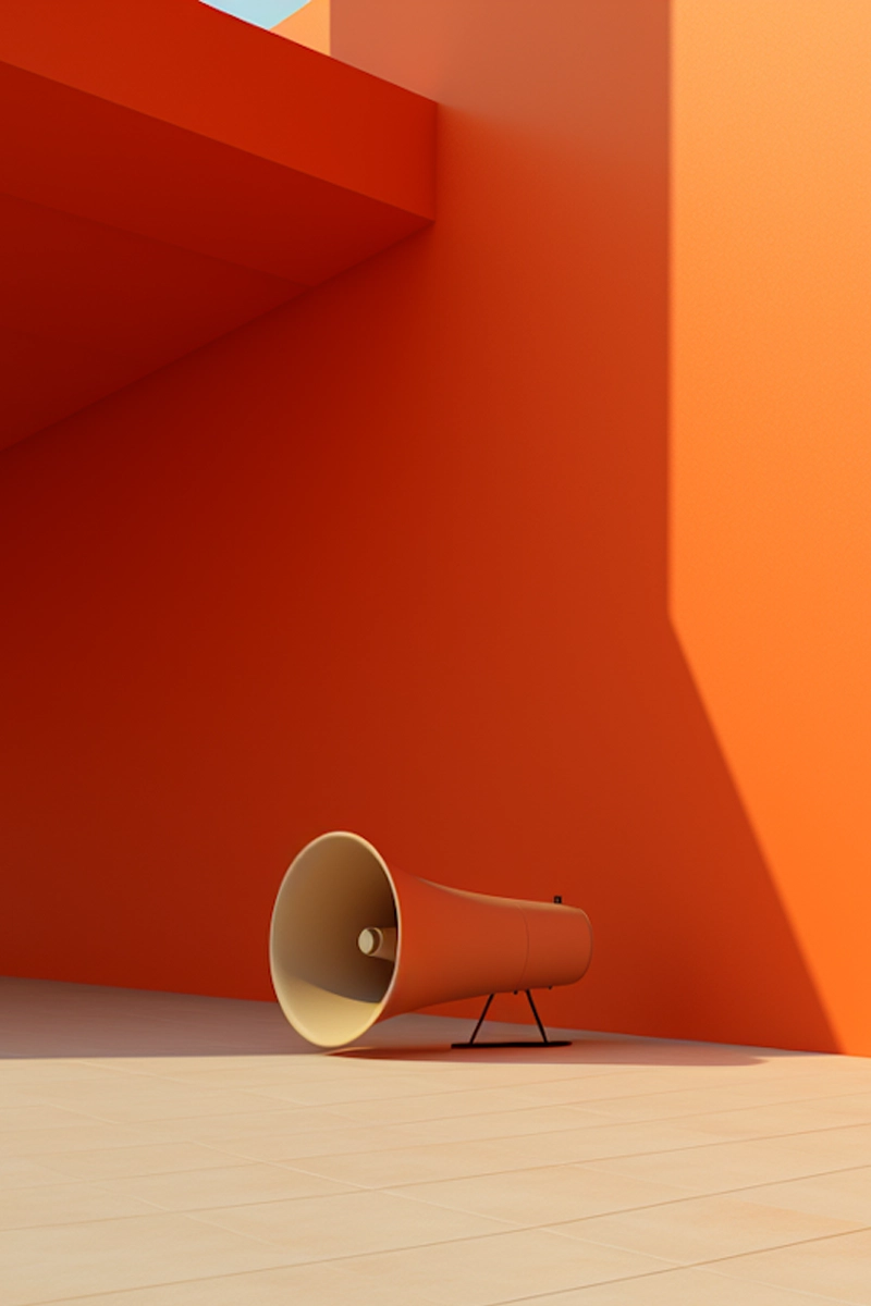 Altavoz naranja en agencia de marketing digital en Castellón
