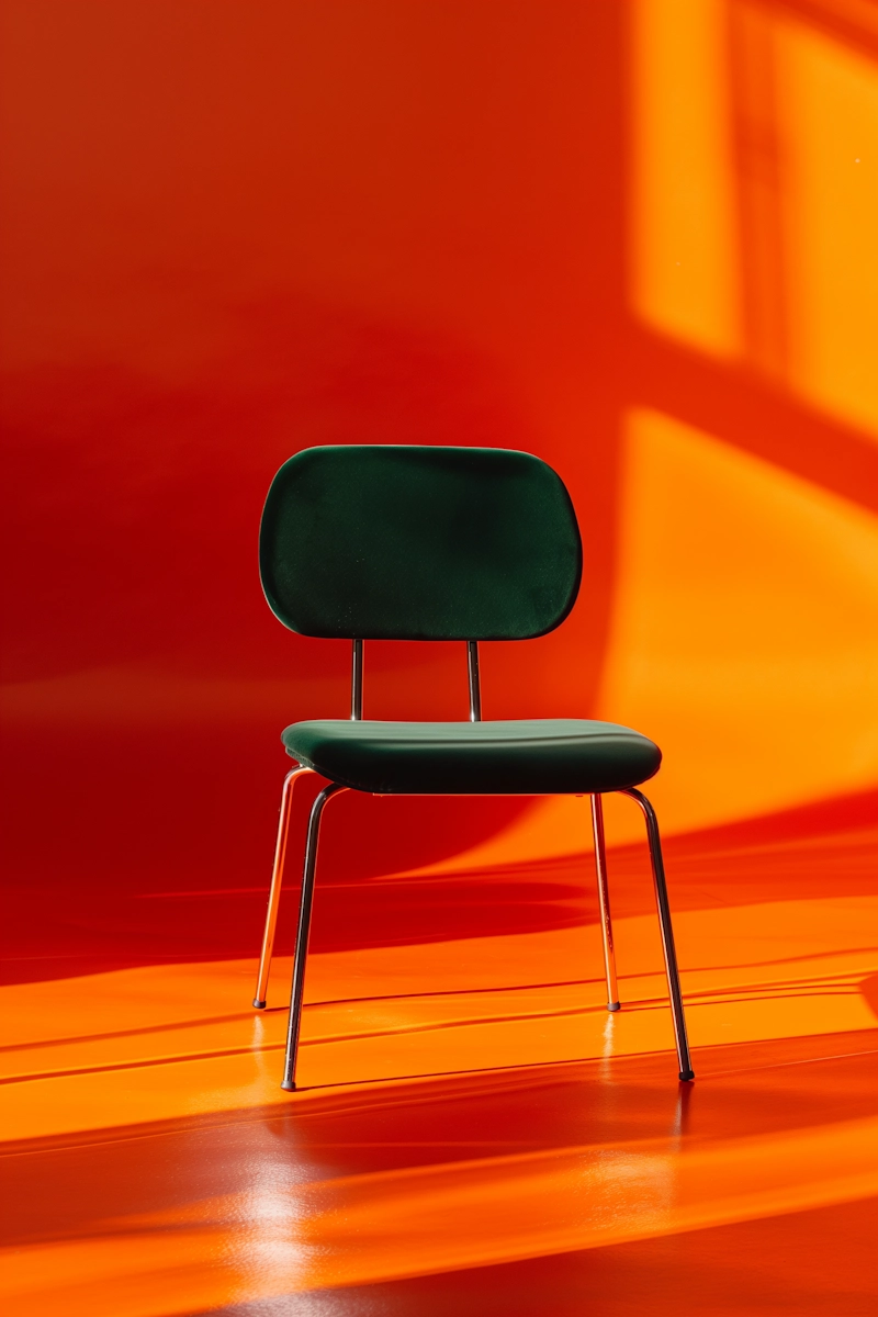 Silla naranja en agencia de marketing digital en Castellón